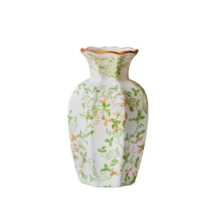 景德镇田园风红色八角青花瓷陶瓷花瓶八家居装饰摆件红花小号四菱