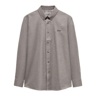 [商场同款]九牧王男装2025秋冬新款羊毛针点商务休闲男款长袖衬衫