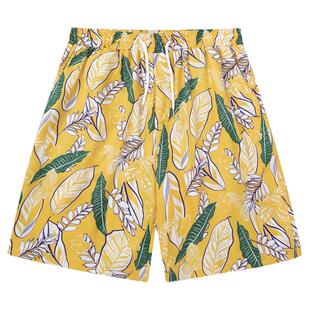 From Mars 永远顽强 国潮潮流花卉满印休闲阔腿短裤沙滩度假情侣