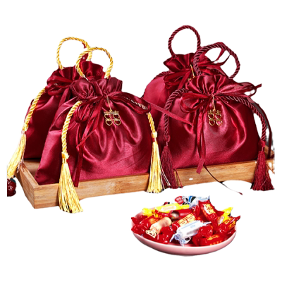 喜当当结婚手提喜糖袋布袋色丁布