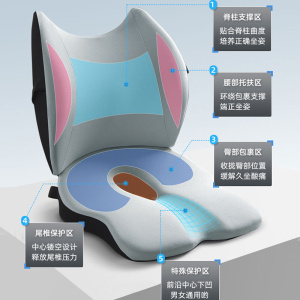 汽车坐垫靠背护腰垫一体办公室久坐不累护尾椎骨减压记忆棉美臀垫