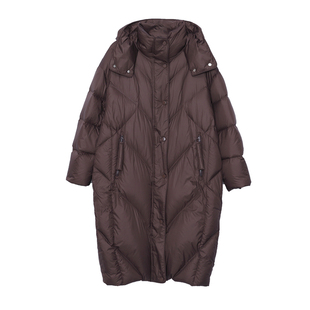 MOVEUP幻走2025冬季新款.FUN系列连帽特氟龙三防鸭绒长款羽绒服女