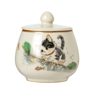 汝窑萌猫茶叶罐陶瓷储存罐茶叶精品高档包装盒空礼盒2024新款定制