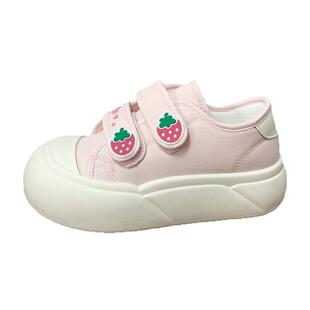 夜晚晚宅系亚比可爱魔术贴帆布鞋女夏薄款轻便小白鞋百搭学生鞋子