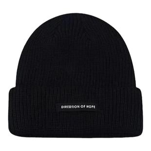 帽子男款秋冬季毛线帽保暖护耳套头针织帽贴布韩版百搭潮牌冷帽男