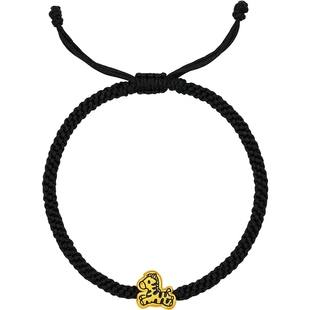 周六福黄金手绳男女编绳小斑马生肖马系列3D硬金珐琅定价新年礼物