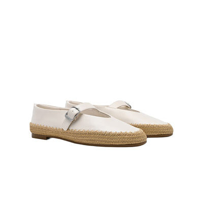 PEDRO草编装饰玛丽珍单鞋26夏季新款舒适简约平底鞋PW1-66050045