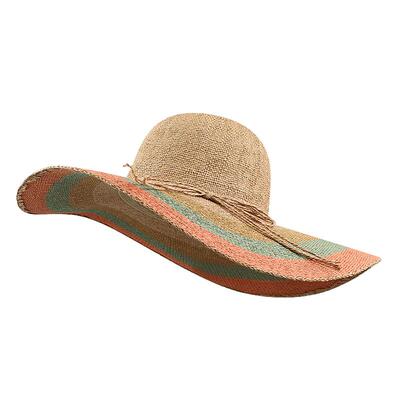 ROUIIEFAO草帽大帽檐彩色拼接