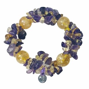 麦玲玲吉庆堂晶采好事业人际纳福天然随型紫晶手串转运珠黄晶手链