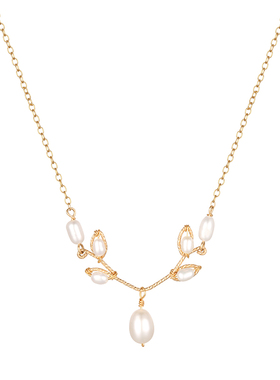 ins风包金可调节锁骨链天然珍珠