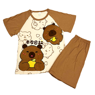 儿童睡衣卡皮巴拉夏季男童纯棉短袖薄款男孩大童青少年家居服套装