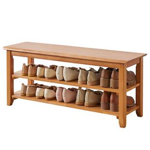 北欧实木换鞋凳可坐鞋柜一体鞋架家用玄关穿鞋凳樱桃木色简约凳子