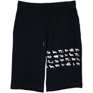 TB短裤动物刺绣四条杠卫裤男女同款中裤五分裤运动裤裤子正确版本