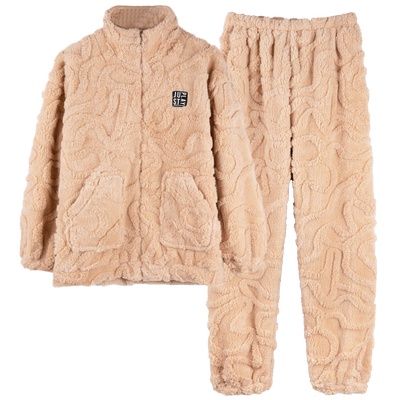 睡衣女秋冬季珊瑚绒加厚保暖套装