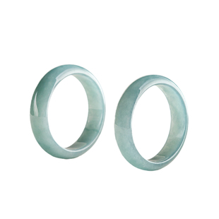 天然正品老坑A货翡翠蓝水戒指男款扳指冰种玉石玉指环男女款玉器