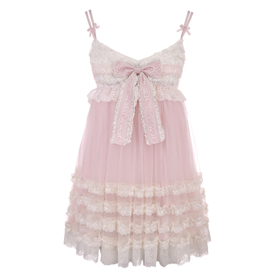 法式度假风古董蕾丝吊带连衣裙