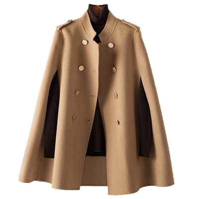 斗篷双面羊绒大衣a字设计感