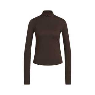 adidas阿迪达斯短款半拉链紧身运动休闲上衣26春女长袖T恤 KH2643