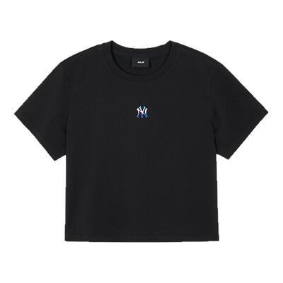MLB官方 女款短款T恤炫彩logo圆领宽松吸湿短袖24夏季新款TSBA3