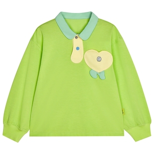 woobaby儿童长袖T恤POLO衫男童女童翻领秋季新款宝宝打底衫上衣