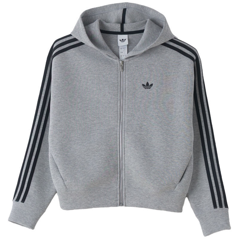 【自营】Adidas阿迪达斯三叶草针织连帽夹克女装舒适复古简约外套