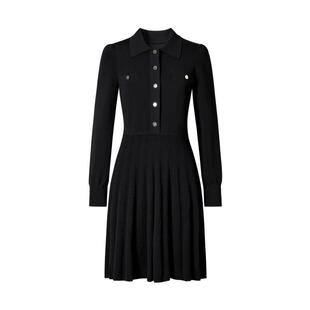 商场同款 摩萨克秋翻糖色曲珠纱针织套头毛衫修身连衣裙女