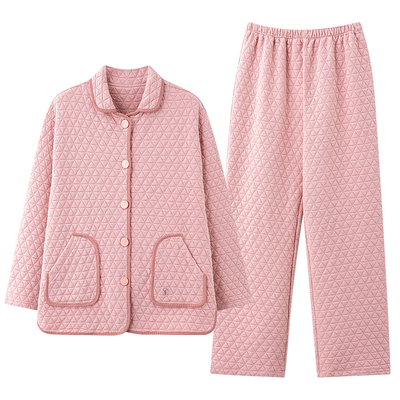 情侣睡衣空气纯棉夹层大码家居服