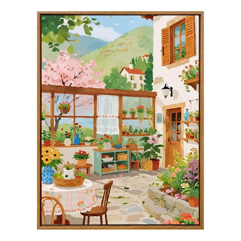 雅调花房小屋diy数字油画材料包