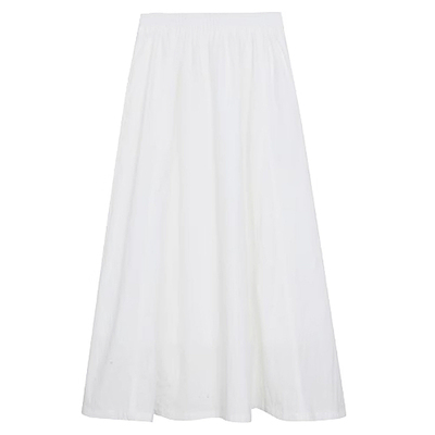 有口袋白色半身裙长款大摆裙伞裙