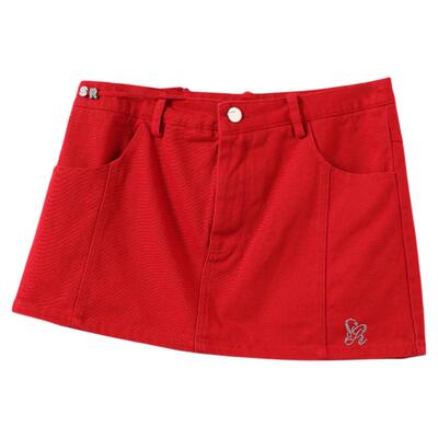 西町村屋复古斜腰短款半裙