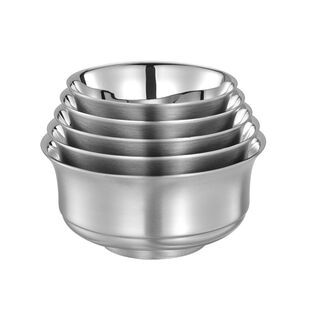 乐悠家 304不锈钢碗加厚大号双层吃饭碗儿童成人家用带盖碗筷套装