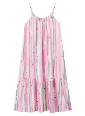 LEDiN HOME乐町吊带睡裙2026夏新品趣味彩条家居服圆领裙子冰丝