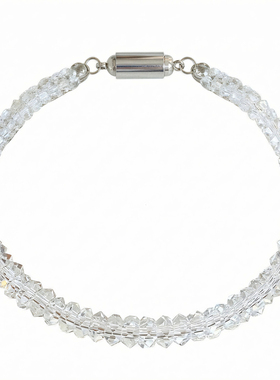 凝露微光！天然全净巴西白水晶手链小众设计感切面扁珠钛钢磁吸扣