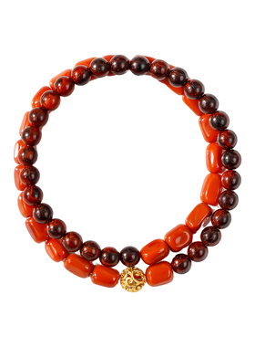 山川心语南红玛瑙小叶紫檀手链