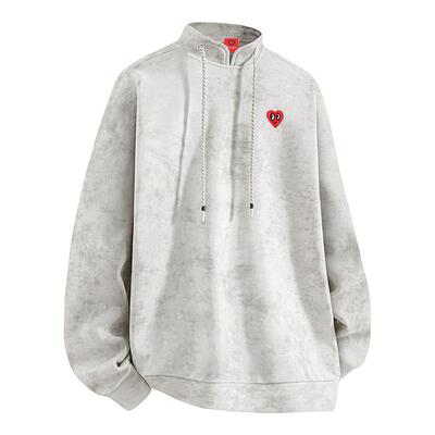 查尔斯桃心德绒半高领扎染卫衣