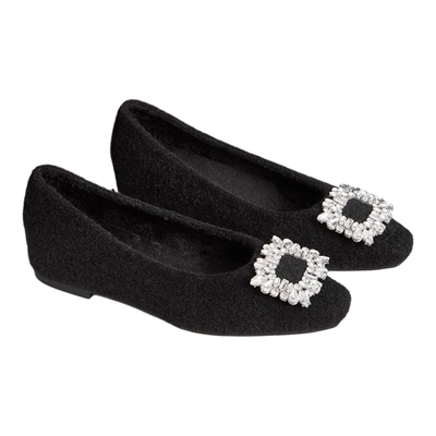 小个子内增高5CM方扣毛毛鞋女