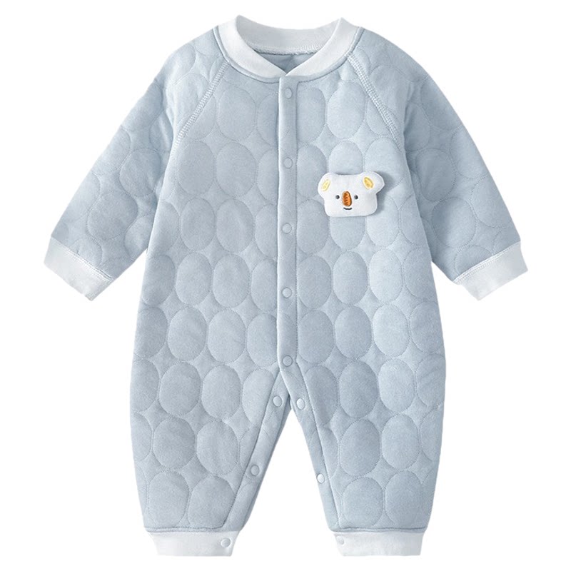 婴儿连体衣保暖秋装夹棉婴幼儿宝宝衣服秋冬哈衣服薄棉套装