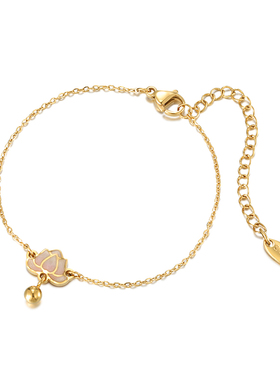 旭平珐琅彩莲花手链女新中式国风气质复古小众设计高级感手饰