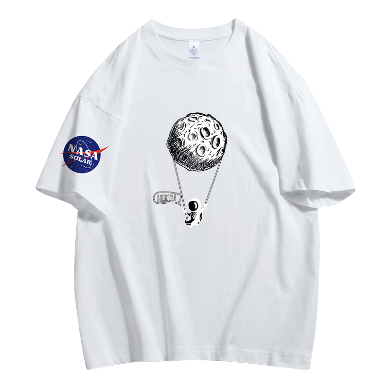 NASA联名2022夏季新款卡通动漫印花男女同款圆领纯棉短袖T恤潮牌