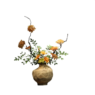 禅意陶瓷花瓶摆件新中式宋韵美学侘寂风民宿法式桌面高级设计花艺