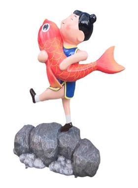 定制玻璃钢鱼造型雕塑彩绘玻璃钢卡通公仔摆件海洋动物系列雕像