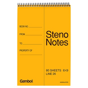 日本国誉Gambol螺旋圈上翻笔记本A5竖式线圈分栏本A6便携小速记本S6090学生英语单词本学习办公草稿记事本子