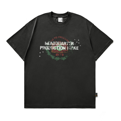 Remedy国潮夏季做旧字母boxy版型体恤美式潮牌街头休闲短袖T恤男