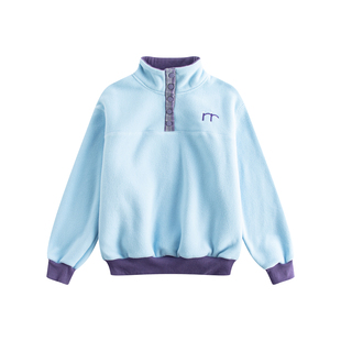 Riverstone plus 立领刺绣格纹卫衣女冬季加厚保暖摇粒绒抓绒衣