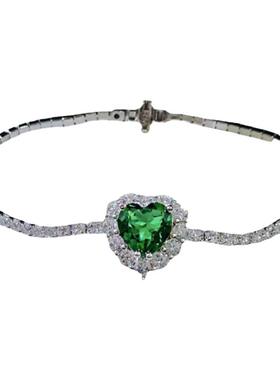 进口D色莫桑石红宝石桃心手链