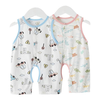 婴儿连体衣竹纤维夏开裆背心哈衣