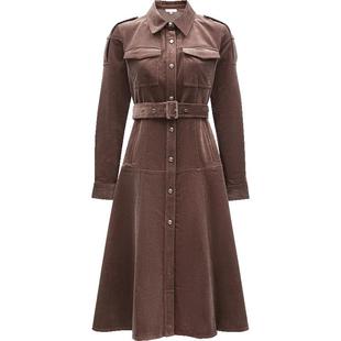 ONLY冬季时尚复古修身A字中长款长袖连衣裙女|124307062