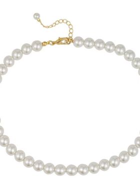 【可调节链条】2025年新款人造水晶珍珠项链锁骨链简约百搭女