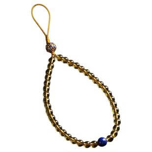 【普陀山正品】天然黄水晶手机链挂手腕女款手机挂绳钥匙扣挂件