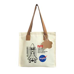 NASA联名美国航天局宇航员周边帆布包手提学生书包单肩背包补习袋